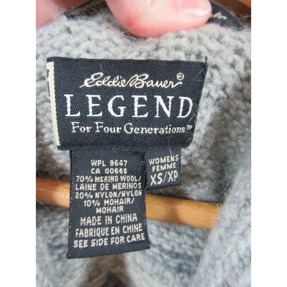 Eddie Bauer Legend Handknit Cardigan Sweater XS Merino Wool Mohair Snowflake - Picture 5 of 6
